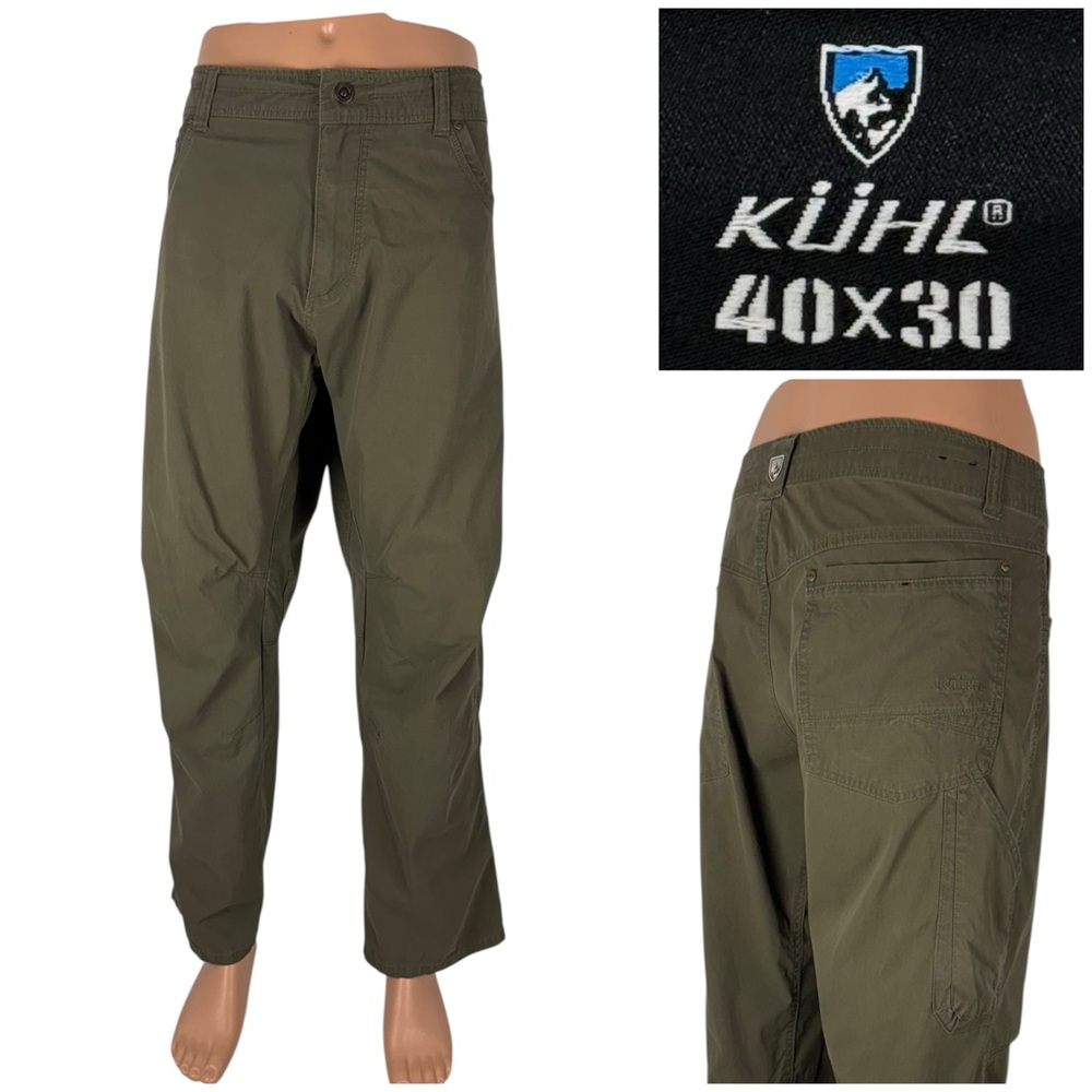 Kuhl Revolvr Mens 40 X 30 Pants Vintage Patina Dye Green Hiking Outdoor EUC